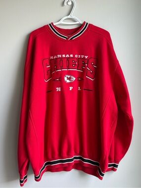 Vintage Lee Red Kansas City Chiefs V-Neck Sweatshirt